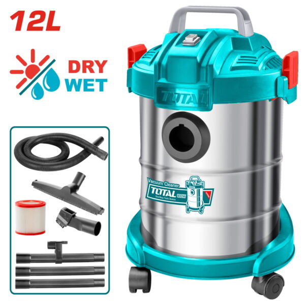 Aspiradora De Limpieza Seco O Mojado 12 L. 800W. Tanque Acero Inoxidable. 110V-120V/60Hz.