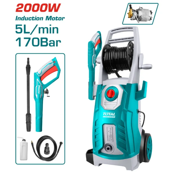 Hidrolavadora De Alta Presión. 5L. 110-120V~60Hz. Potencia 2000W. Presión Max. 170 Bar (2465 Psi)
